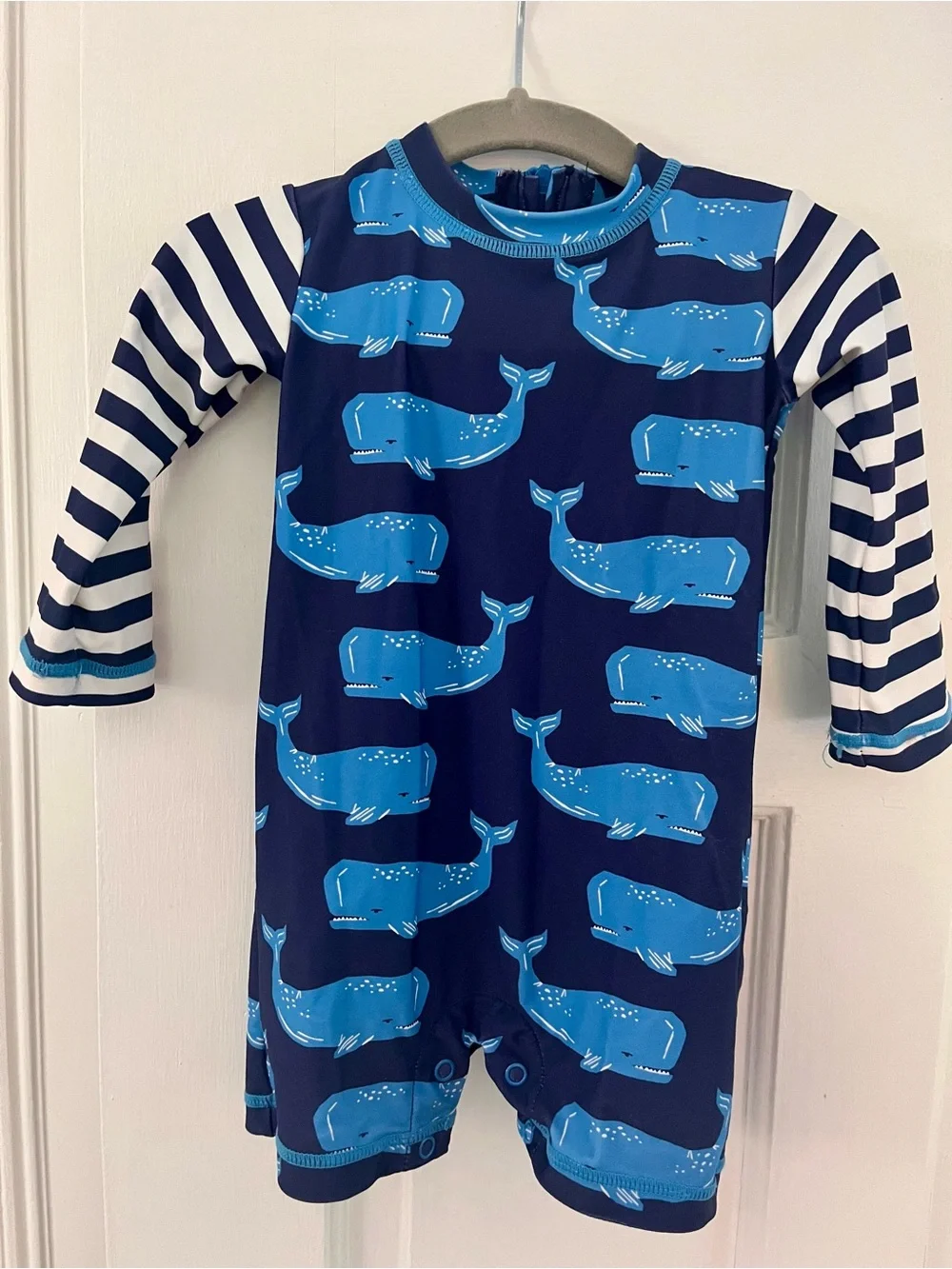 Hatley Navy & Light Blue Whale One-Piece Rashguard for baby boy